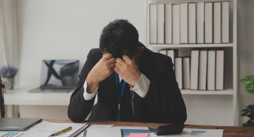 Professional overcoming impostor syndrome through PCM communication tools.